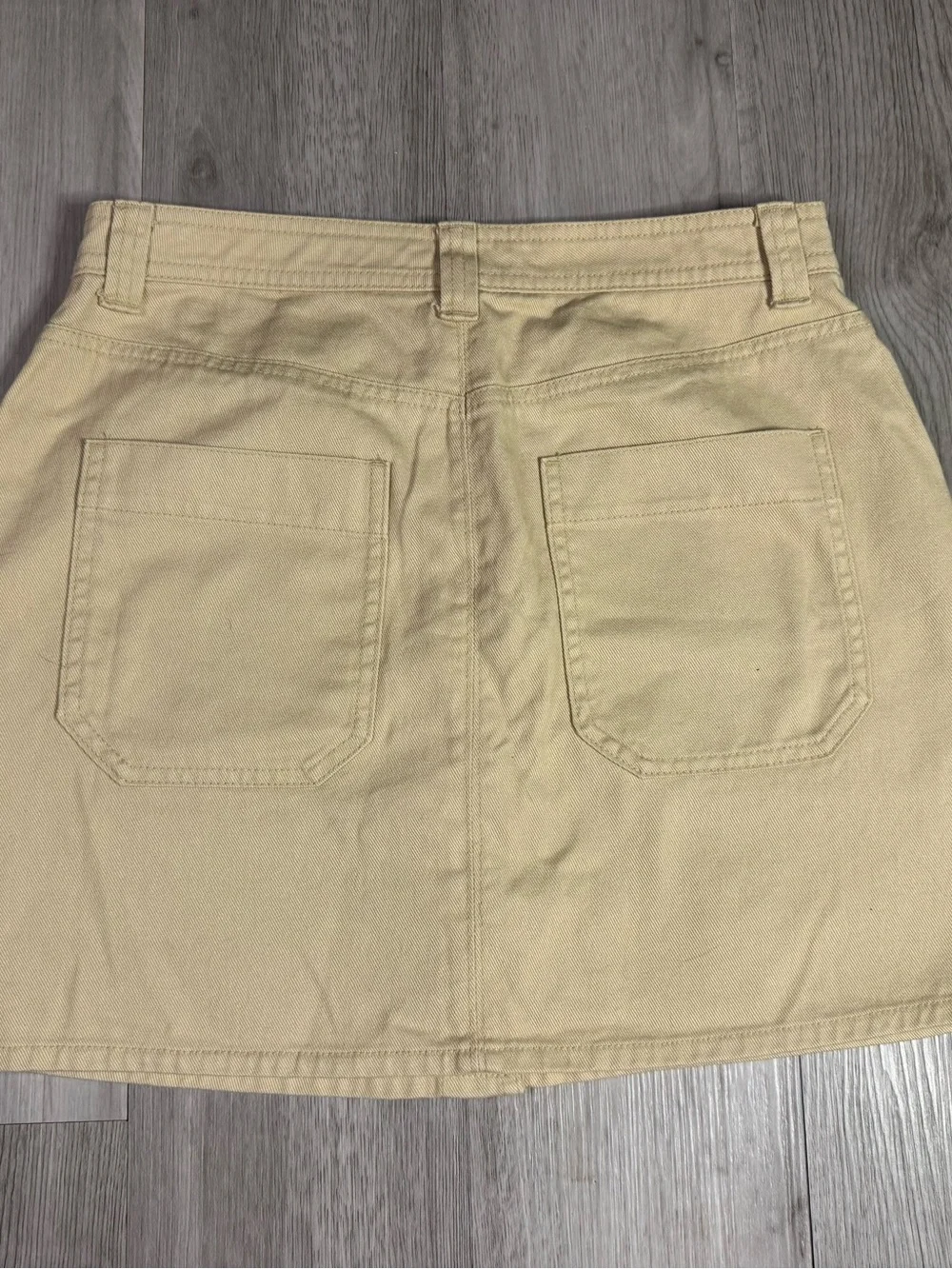 Old Navy Button Front Denim Mini Utility Skirt Beige Size 4